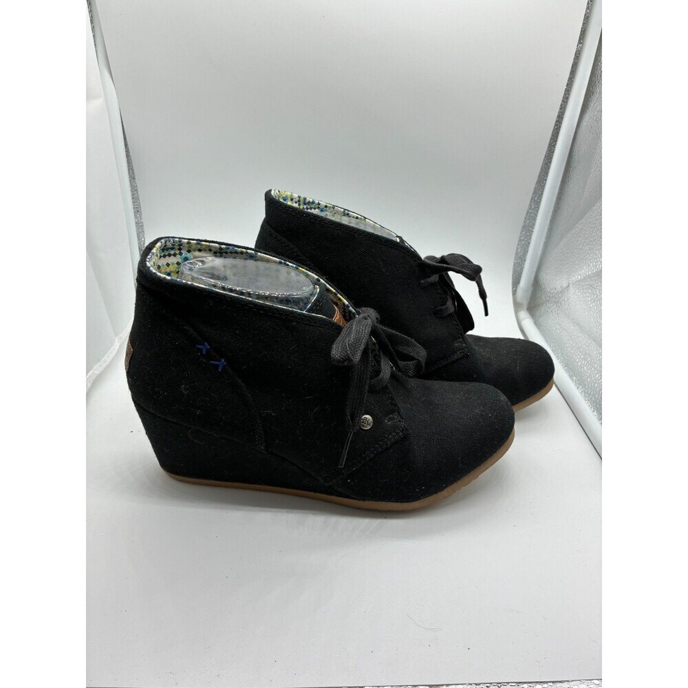 Mad Love Women's Black Canvas Wedge Booties Size 9 Ankle Boots